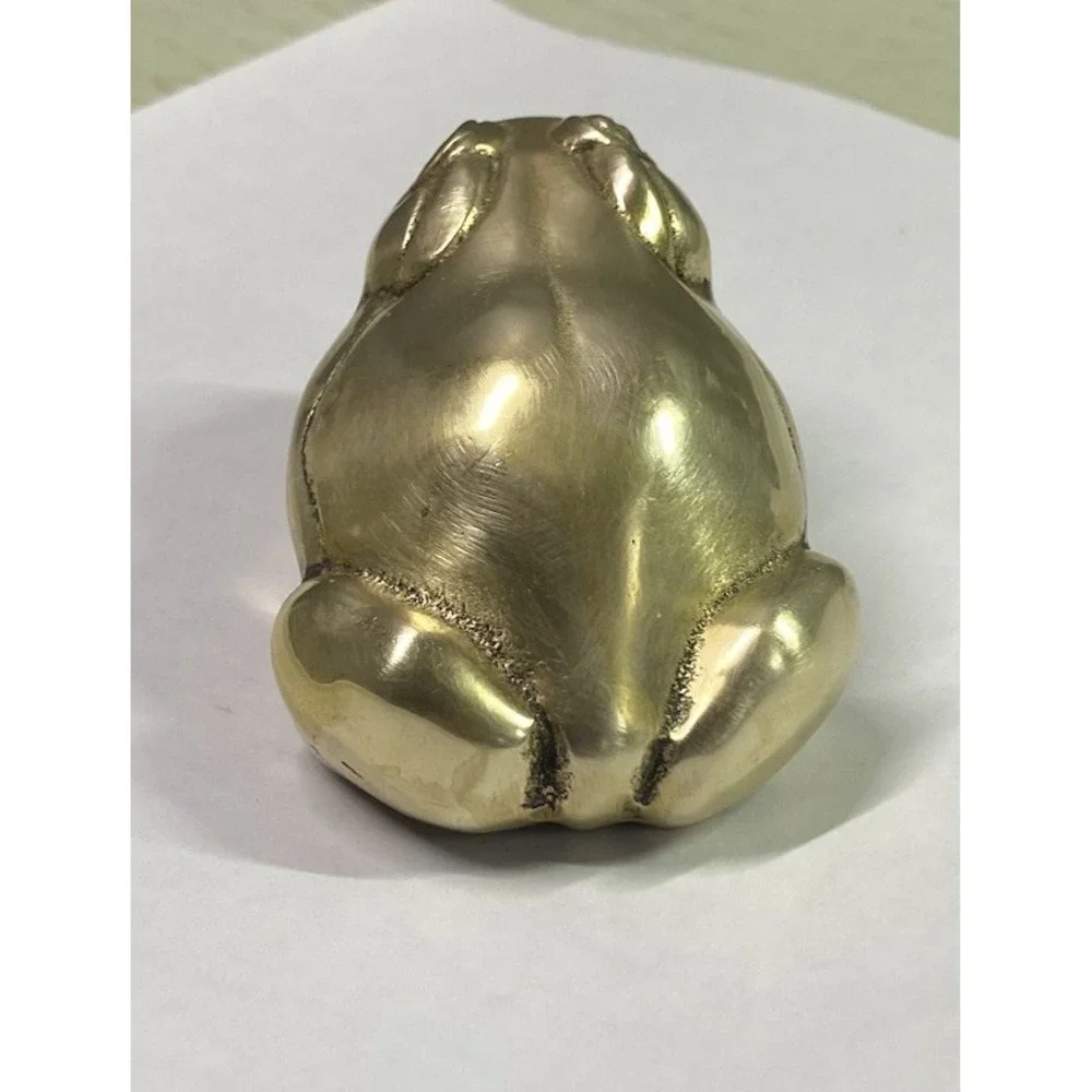 Vintage Solid Brass Frog‎ Toad Figurine Paperweight Small Collectible 3.5x2.5x2